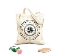 AILOONG Cotton Canvas Women's Bags old compass vintage map wind rose directions 12 oz thick fabric Skin-friendly material 35x40cm Large
