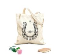 AILOONG Cotton Canvas Women's Bags Ornate horseshoe amulet 12 oz thick fabric Skin-friendly material 31x36cm Medium