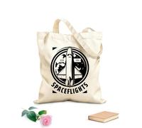 AILOONG Cotton Canvas Women's Bags outer space exploration galaxy astronaut icons 12 oz thick fabric Skin-friendly material 31x36cm Medium