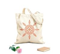 AILOONG Cotton Canvas Women's Bags Outline islamic decorative art circular pattern mandala 340g/m² thick fabric Skin-friendly material