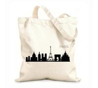 AILOONG Cotton Canvas Women's Bags paris city skyline and silhouette with reflections 12 oz thick fabric Skin-friendly material 25x30cm Small