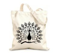 AILOONG Cotton Canvas Women's Bags peacock displaying it's feathers against a 12 oz thick fabric Skin-friendly material 35x40cm Large