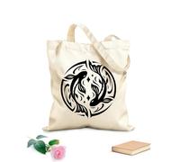 AILOONG Cotton Canvas Women's Bags pisces zodiac mythology horoscope art deco symbol vintage design 12 oz thick fabric Skin-friendly material 35x40cm Large