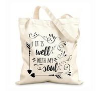AILOONG Cotton Canvas Women's Bags Positive inspirational quotes my soul is fine 12 oz thick fabric Skin-friendly material 31x36cm Medium