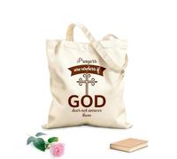 AILOONG Cotton Canvas Women's Bags Prayer means nothing if God doesn't answer Christian quote typography bible verse design 340g/m² thick fabric Skin-friendly material