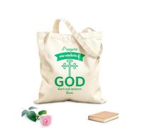 AILOONG Cotton Canvas Women's Bags Prayer means nothing if God doesn't answer Christian quote typography bible verse design 340g/m² thick fabric Skin-friendly material