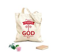 AILOONG Cotton Canvas Women's Bags Prayer means nothing if God doesn't answer Christian quote typography bible verse design 340g/m² thick fabric Skin-friendly material