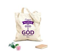 AILOONG Cotton Canvas Women's Bags Prayer means nothing if God doesn't answer Christian quote typography bible verse design 340g/m² thick fabric Skin-friendly material