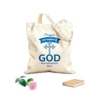 AILOONG Cotton Canvas Women's Bags Prayer means nothing if God doesn't answer Christian quote typography bible verse design 340g/m² thick fabric Skin-friendly material