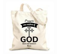 AILOONG Cotton Canvas Women's Bags Prayer means nothing if God doesn't answer Christian quote typography bible verse design 12 oz thick fabric Skin-friendly material 25x30cm Small