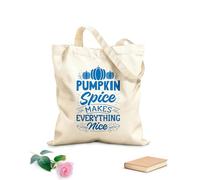 AILOONG Cotton Canvas Women's Bags pumpkin spice makes everything nice hand drawn lettering with fall quotes fall designs 340g/m² thick fabric Skin-friendly material