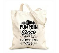 AILOONG Cotton Canvas Women's Bags pumpkin spice makes everything nice hand drawn lettering with fall quotes fall designs 12 oz thick fabric Skin-friendly material 25x30cm Small