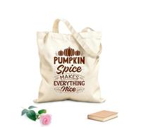 AILOONG Cotton Canvas Women's Bags pumpkin spice makes everything nice hand drawn lettering with fall quotes fall designs 340g/m² thick fabric Skin-friendly material