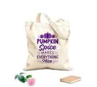 AILOONG Cotton Canvas Women's Bags pumpkin spice makes everything nice hand drawn lettering with fall quotes fall designs 340g/m² thick fabric Skin-friendly material