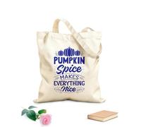 AILOONG Cotton Canvas Women's Bags pumpkin spice makes everything nice hand drawn lettering with fall quotes fall designs 340g/m² thick fabric Skin-friendly material