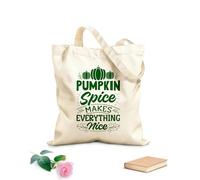 AILOONG Cotton Canvas Women's Bags pumpkin spice makes everything nice hand drawn lettering with fall quotes fall designs 340g/m² thick fabric Skin-friendly material