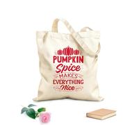 AILOONG Cotton Canvas Women's Bags pumpkin spice makes everything nice hand drawn lettering with fall quotes fall designs 340g/m² thick fabric Skin-friendly material