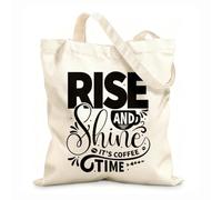 AILOONG Cotton Canvas Women's Bags rise and shine it coffee time coffee hand drawn lettering phrase typography 12 oz thick fabric Skin-friendly material 31x36cm Medium