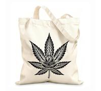 AILOONG Cotton Canvas Women's Bags sac meditation jesus on a marijuana leaf bold spiritual 12 oz thick fabric Skin-friendly material 25x30cm Small