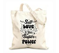 AILOONG Cotton Canvas Women's Bags self love is your super power 12 oz thick fabric Skin-friendly material 35x40cm Large