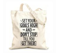 AILOONG Cotton Canvas Women's Bags set your goals high and don't stop till you get there hand lettering 12 oz thick fabric Skin-friendly material 25x30cm Small