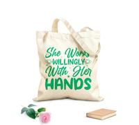 AILOONG Cotton Canvas Women's Bags she works willingly with her hands 340g/m² thick fabric Skin-friendly material