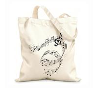 AILOONG Cotton Canvas Women's Bags song wave with music notes and clef symbols 12 oz thick fabric Skin-friendly material 25x30cm Small