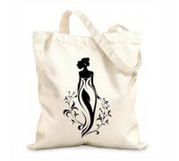 AILOONG Cotton Canvas Women's Bags sophisticated bloom aura handcrafted emblem abstract flora fusion artistic face emblem 12 oz thick fabric Skin-friendly material 35x40cm Large