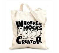 AILOONG Cotton Canvas Women's Bags Those who mock the poor insult their Creator Bible Quotes Christian Bible Verses Proverbs 12 oz thick fabric Skin-friendly material 31x36cm Medium