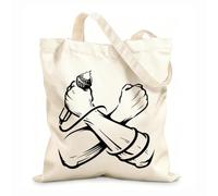 AILOONG Crossed Hands With Microphone Music Cotton Canvas Shopping Bag 12 oz thick fabric Uses as a gift bag 35x40cm Large