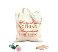 AILOONG Customizable pattern canvas bags Bible Verse Christian Worry About Nothing Pray About Everything 340g/m² thick fabric Matches clothing