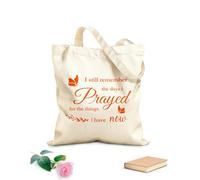 AILOONG Customizable pattern canvas bags Christian Quotes I Still Remember The Days I Prayed for The Things I Have Now 340g/m² thick fabric Matches clothing