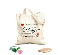 AILOONG Customizable pattern canvas bags Christian Quotes I Still Remember The Days I Prayed for The Things I Have Now 340g/m² thick fabric Matches clothing