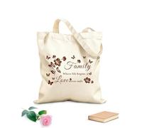 AILOONG Customizable pattern canvas bags Family Where life begins & Love never ends 340g/m² thick fabric Matches clothing