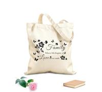 AILOONG Customizable pattern canvas bags Family Where life begins & Love never ends 340g/m² thick fabric Matches clothing