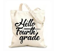 AILOONG Customizable pattern canvas bags Hello Grade 1 to 10 back to school 12 oz thick fabric Matches clothing 25x30cm Small
