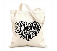 AILOONG Customizable pattern canvas bags Hello love I love you Valentine's Day greetings 12 oz thick fabric Matches clothing 35x40cm Large