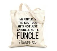 AILOONG Customizable pattern canvas bags hes not just an uncle but a funcle fathers day 12 oz thick fabric Matches clothing 35x40cm Large