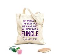AILOONG Customizable pattern canvas bags hes not just an uncle but a funcle fathers day 340g/m² thick fabric Matches clothing