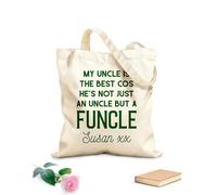 AILOONG Customizable pattern canvas bags hes not just an uncle but a funcle fathers day 340g/m² thick fabric Matches clothing