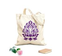 AILOONG Customizable pattern canvas bags hindu god ganesh with elephant head and lotus motif 340g/m² thick fabric Matches clothing