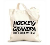 AILOONG Customizable pattern canvas bags hockey dad don't puck with me hockey family hockey hockey typography 12 oz thick fabric Matches clothing 35x40cm Large