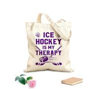 AILOONG Customizable pattern canvas bags hockey ice hockey is my therapy 340g/m² thick fabric Matches clothing