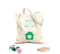 AILOONG Customizable pattern canvas bags Home is where the cat is. It has the outline of a house and a cat's head on it. 340g/m² thick fabric Matches clothing