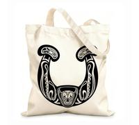 AILOONG Customizable pattern canvas bags horseshoe icon luck symbol 12 oz thick fabric Matches clothing 35x40cm Large