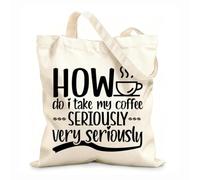 AILOONG Customizable pattern canvas bags how do i take my coffee seriously very seriously typographic 12 oz thick fabric Matches clothing 35x40cm Large