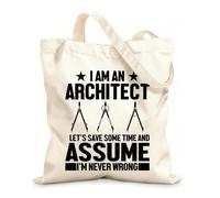 AILOONG Customizable pattern canvas bags i am an architect let save some time and assume i'm never wrong 12 oz thick fabric Matches clothing 25x30cm Small