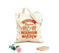 AILOONG Customizable pattern canvas bags i am not a regular mom i am a cool mom typography mothers day design 340g/m² thick fabric Matches clothing