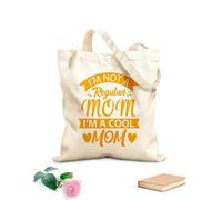 AILOONG Customizable pattern canvas bags i am not a regular mom i am a cool mom typography mothers day design 340g/m² thick fabric Matches clothing