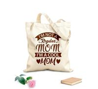 AILOONG Customizable pattern canvas bags i am not a regular mom i am a cool mom typography mothers day design 340g/m² thick fabric Matches clothing
